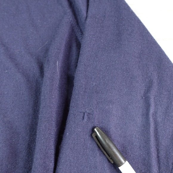 Peter Millar Merino Wool Lyocell Sweater Men's Large Navy V-Neck Pullover - Picture 4 of 8